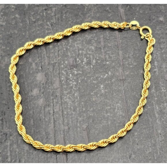 14K Gold Filled Rope Chain Bracelet 7.\5 Inches Unisex Elegant Jewelry JJ4158 - Picture 1 of 4